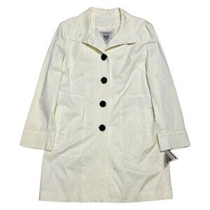 VINTAGE Marvin Richards Designer Ivory White Long Business Casual Trench Medium
